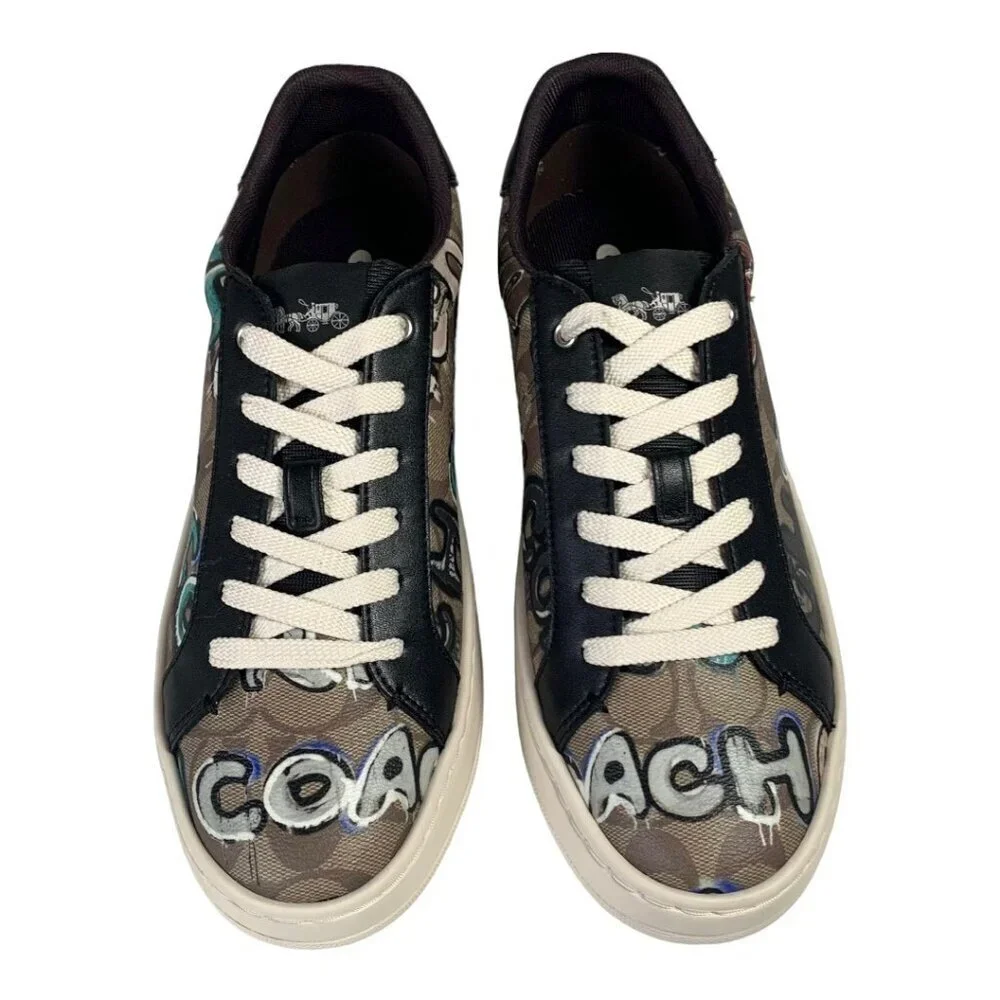 NWT Coach X Clip Mint + Serf Sneakers Sz.9 Low Top Signature Khaki Multi Canvas - Picture 14 of 16